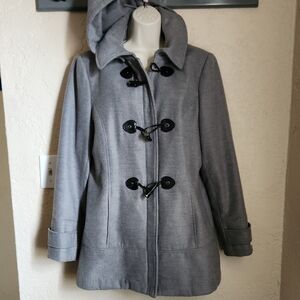 Gray Hooded Toggle Coat